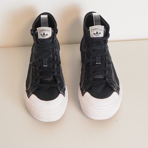 Adidas Nizza Trex Black and White Platform High Top Canvas Sneakers Women's 8.5 - Picture 2 of 11